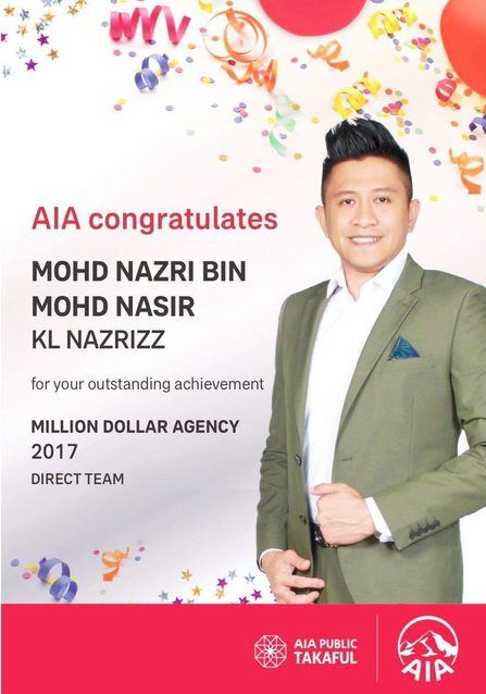 AIA congratulates Mohd Nazri Mohd Nasir, Million Dollar Agency 2017