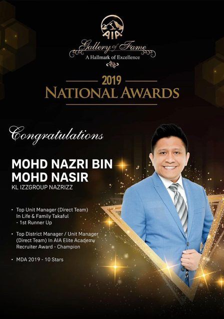 AIA 2019 National Awards congratulations to Mohd Nazri Mohd Nasir